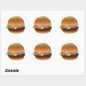 ハンバーガーのステッカー ラウンドシール (シート)