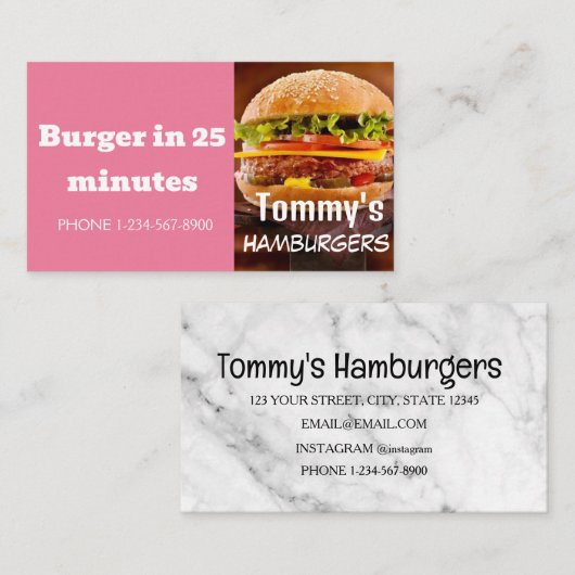 ハンバーガーのデリバリー割引のオファー事業 名刺 (正面/裏面)