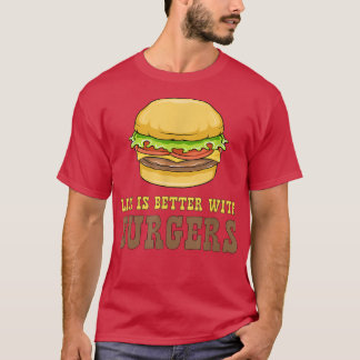ハンバーガーのハンバーガー食べは人生が良い Tシャツ
