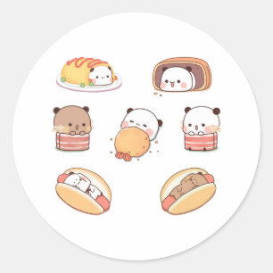 ハンバーガーのパンダとブラウニーベア ラウンドシール