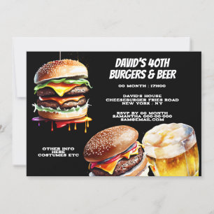 ハンバーガーのビールのバーベキューのグリル冷涼なリアル 招待状