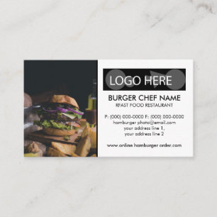 ハンバーガーのファストフードの写真 名刺