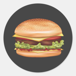 ハンバーガーのファストフードイラスト ラウンドシール