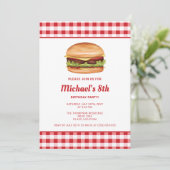ハンバーガーのファストフードイラスト 誕生日パーティー 招待状 (スタンド正面)