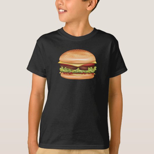 ハンバーガーのファストフードイラスト Tシャツ (正面)