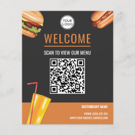 ハンバーガーのファストフード店 スキャンしてメニューを表示 チラシ