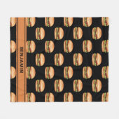 ハンバーガーのファーストフードの柄(名前) フリースブランケット (正面(横))