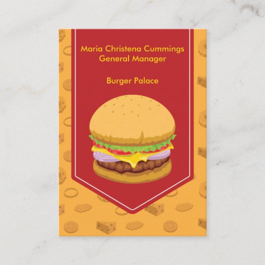 ハンバーガーのファースト・フードの強大な名刺 名刺 (正面)