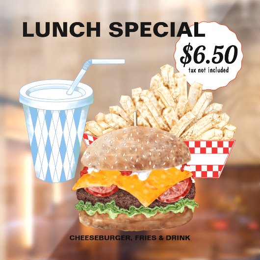 ハンバーガーのフライドファストフード ウィンドウサイン (シート2)