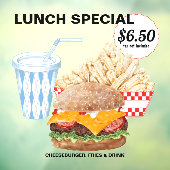 ハンバーガーのフライドファストフード ウィンドウサイン (シート3)