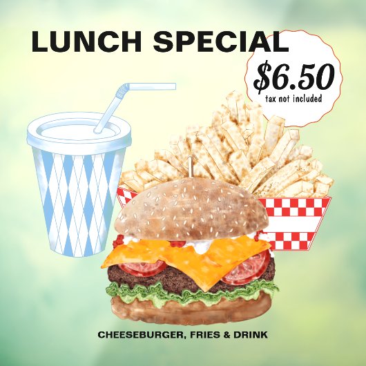 ハンバーガーのフライドファストフード ウィンドウサイン (シート3)