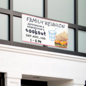 ハンバーガーのフライドファストフード |ファミリ懇親会 横断幕 (ビルの外側)