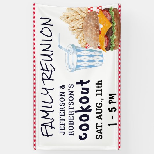 ハンバーガーのフライドファストフード |ファミリ懇親会 横断幕 (縦)