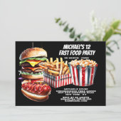 ハンバーガーのフライドホットドッグカーニバルファーストフードのジャンクパーティー 招待状 (スタンド正面)
