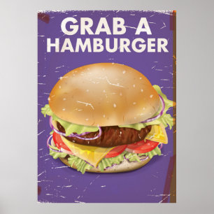 ハンバーガーのヴィンテージ食べ物のポスターを手に入れる。 ポスター