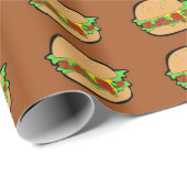 ハンバーガーの列のブラウンの包装紙 ラッピングペーパー (ロールコーナー)