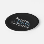 ハンバーガーの哺乳瓶のBabyq BBQの男の赤ちゃんの青 ペーパープレート (アングル)