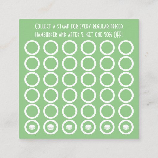 ハンバーガーの四角い切手カード ロイヤリティカード (裏面)