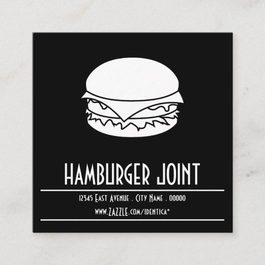 ハンバーガーの四角い切手カード ロイヤリティカード (正面)