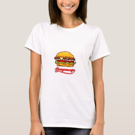 ハンバーガーの女性 Tシャツ (正面)