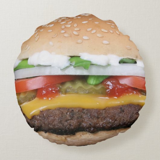 ハンバーガーの枕-円形の枕 ラウンドクッション (裏面)