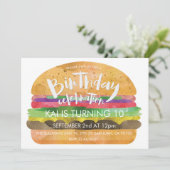 ハンバーガーの誕生日のパーティの招待状 招待状 (スタンド正面)