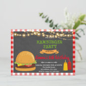 ハンバーガーの誕生日パーティーの招待 サンキューカード (スタンド正面)