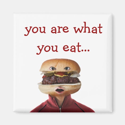 ハンバーガーの頭の白 マグネット (正面)