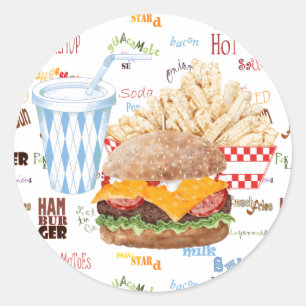 ハンバーガーはファースト・フードBBQのダイナーを揚げます ラウンドシール