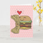 ハンバーガーは揚げ物を愛します カード (黄色い花)