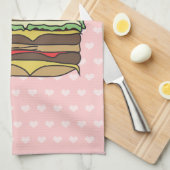 ハンバーガーは揚げ物を愛します キッチンタオル (四つ折り)