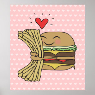 ハンバーガーは揚げ物を愛します ポスター