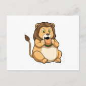 ハンバーガーを持ったライオン ポストカード (正面)