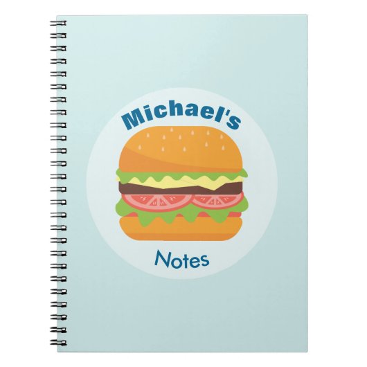 ハンバーガーイラストレーションとトマト&レタス ノートブック (正面)