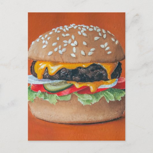 ハンバーガーイラストレーションはがき ポストカード (正面)
