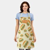 ハンバーガーイラストレーションパターン&名前 エプロン (着用した状態)