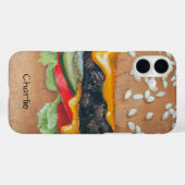 ハンバーガーイラストレーション名前をカスタムする電話ケース Case-Mate iPhoneケース (裏面 (横))