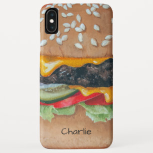 ハンバーガーイラストレーション名前をカスタムする電話ケース iPhone XS MAXケース