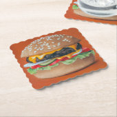 ハンバーガーイラストレーション紙コースター ペーパーコースター (アングル)