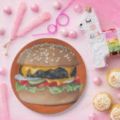 ハンバーガーイラストレーション紙プレート ペーパープレート (パーティー)