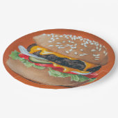 ハンバーガーイラストレーション紙プレート ペーパープレート (アングル)