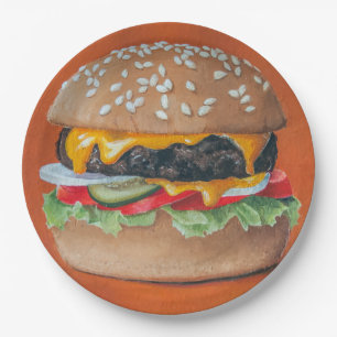 ハンバーガーイラストレーション紙プレート ペーパープレート
