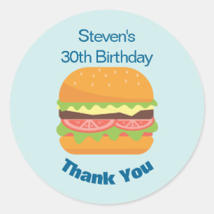 ハンバーガーイラストレーション誕生日サンキュー ラウンドシール