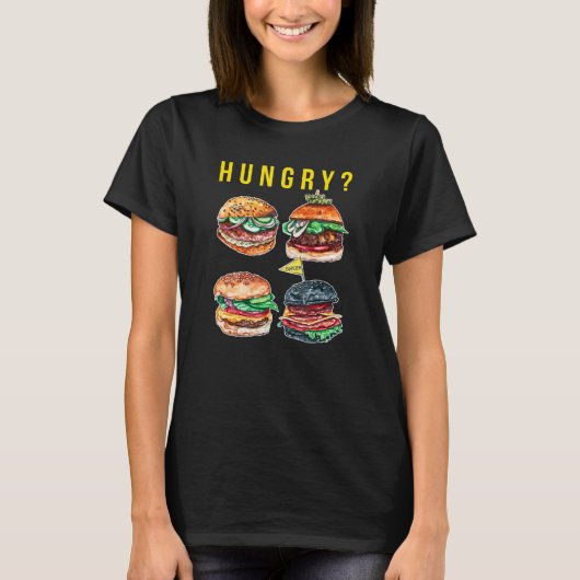 ハンバーガーサンドイッチの食べ物 Tシャツ (正面)