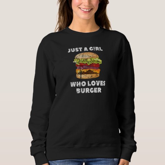 ハンバーガーチーズバーガーが大好きな女の子 スウェットシャツ (正面)