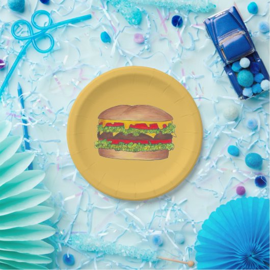 ハンバーガーチーズバーガーファストフードチーズバーガー ペーパープレート (パーティー)