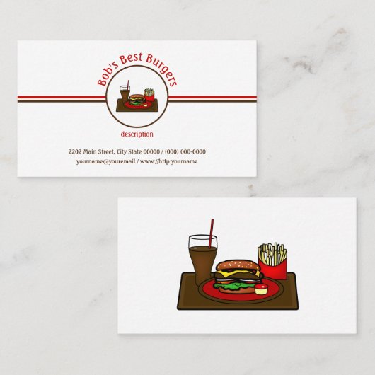 ハンバーガーディナーファーストフードレストランロゴ 名刺 (正面/裏面)