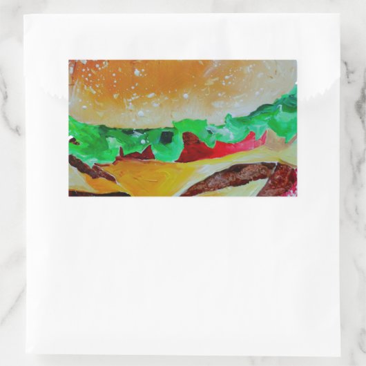 ハンバーガーデザイン、オリジナル絵画ズ 長方形シール (バッグ)