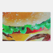 ハンバーガーデザイン、オリジナル絵画ズ 長方形シール (正面)
