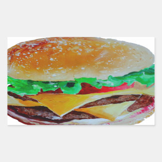 ハンバーガーデザイン、オリジナル絵画ズ 長方形シール